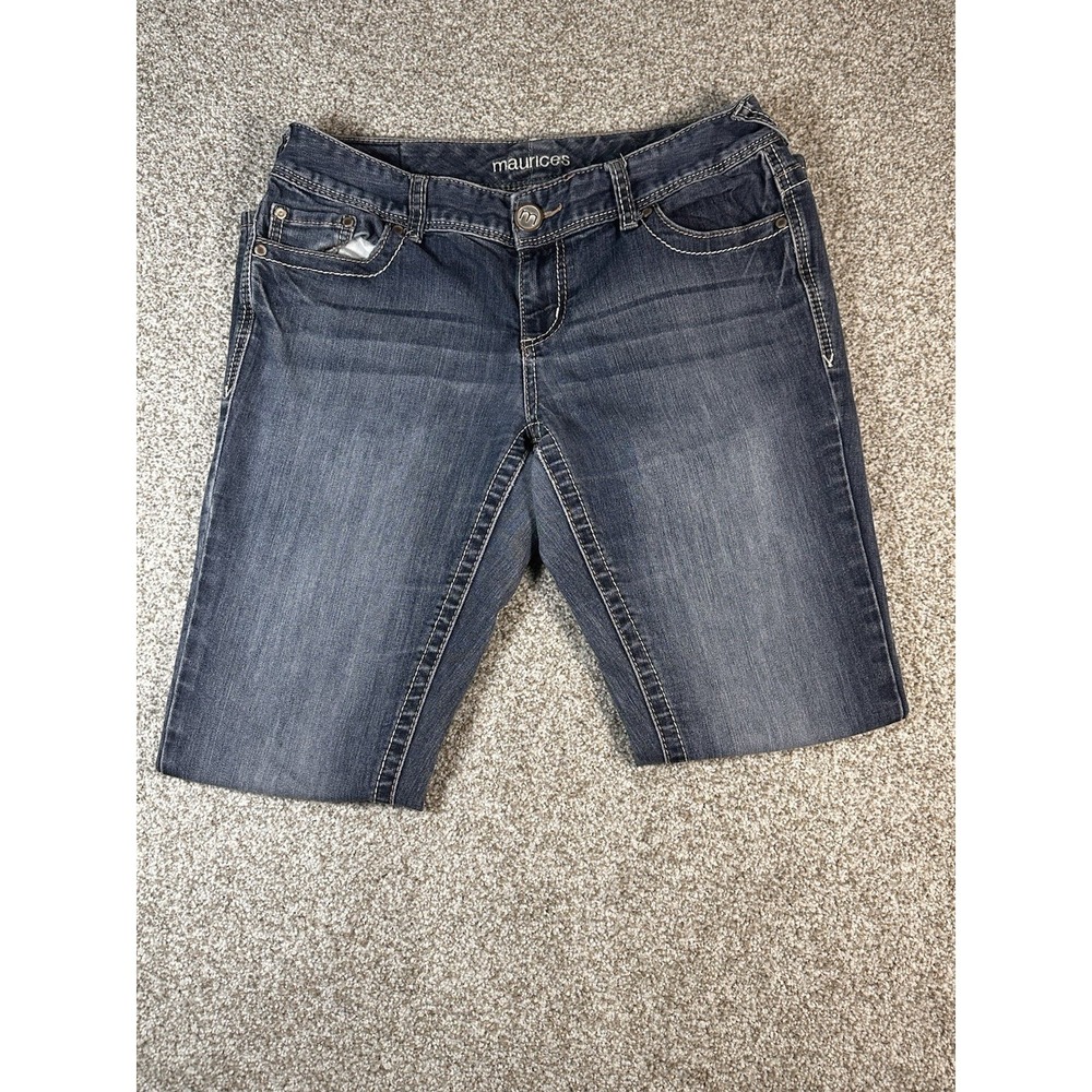 Maurices Women's Straight Leg Blue Medium Wash Stretch Denim Jeans Size 7/8 S